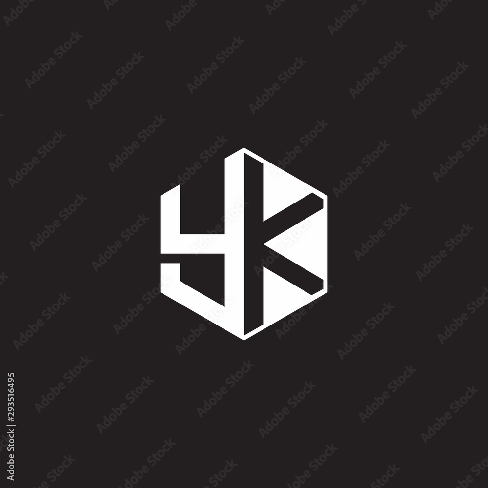 YK Logo monogram hexagon with black background negative space style ...