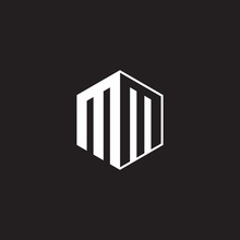 MM Logo Monogram Hexagon With Black Background Negative Space
