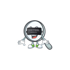 Sticker - Virtual reality silver magnifying glass for research tool.