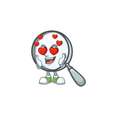 Sticker - In love silver magnifying glass for research tool.