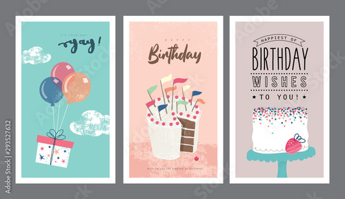 Fotomural Set of birthday greeting cards design