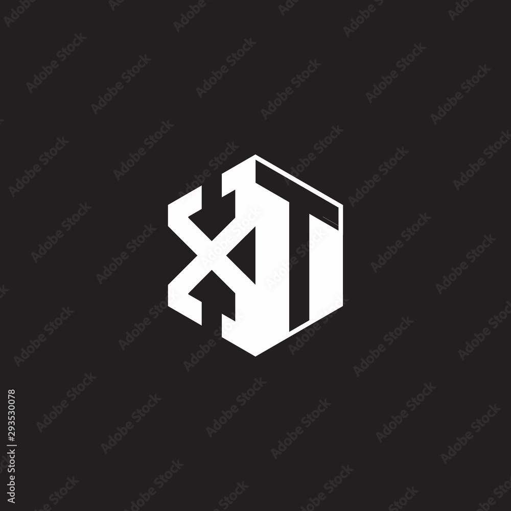 XT Logo monogram hexagon with black background negative space style ...