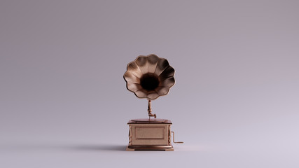 Wall Mural - Bronze Vintage Gramophone Front View 3d illustration 3d render