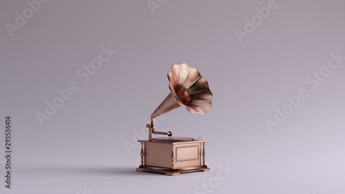 Cuadros en Lienzo Bronze Vintage Gramophone 3 Quarter Right View 3d illustration 3d render