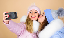 Love You. Happy Winter Holidays. Students Friendship. Girls In Beanie. Seasonal Shopping. Winter Clothing Fashion. Down Jacket. Selfie Time. Women In Padded Warm Coat. Xmas Vacation