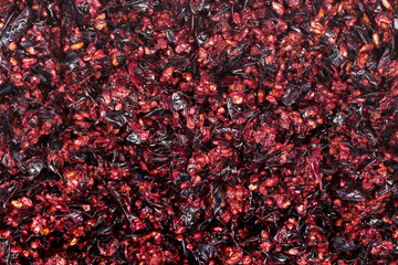 Pressed grape pomace, seeds and skins. Winemaking background.