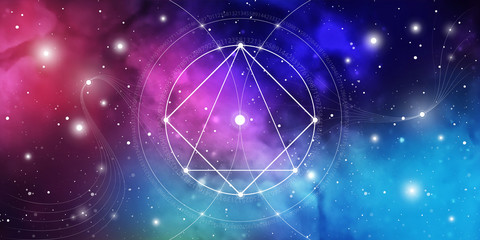 sacred geometry website banner with golden ratio numbers, eternity symbol, interlocking circles and 