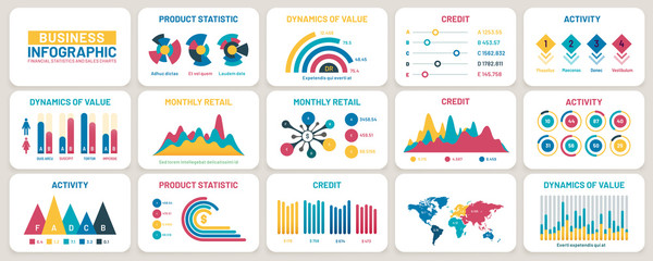 Wall Mural - business presentation charts. finance reports, marketing data graphs and infographic template vector