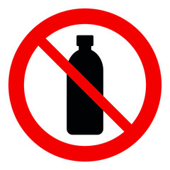 Canvas Print -  No bottle  vector. Not allow   bottle   sign. The red circle prohibiting sing 