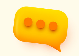 Yellow glossy speech bubble illustration. Social network communication concept.