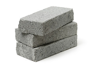 Poster - Gray cement solid brick isolated on a white background 