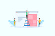 © fonstra - Create your own website. Web design and development. Site under construction concept vector illustration concept for web landing page template, banner, flyer and presentation