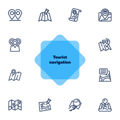 Poster - Tourist navigation icon set. Travel concept. Vector illustration can be used for topics like cruise, journey, holiday