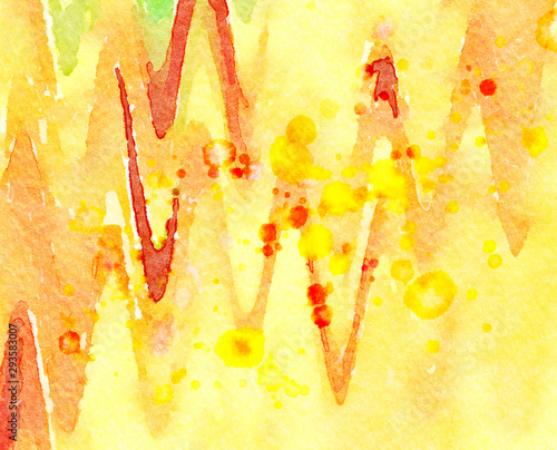 Abstract artistic watercolor background, wet splashes and strokes of paint on...