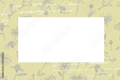 Hand drawn flowers and plants teamplate horizontal cards. Handwritten abstrac...