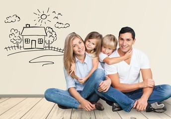 Wall Mural - Beautiful smiling Lovely family on background