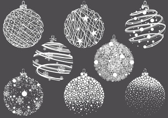 set of abstract christmas balls drawings - modern design element illustrations for your xmas project