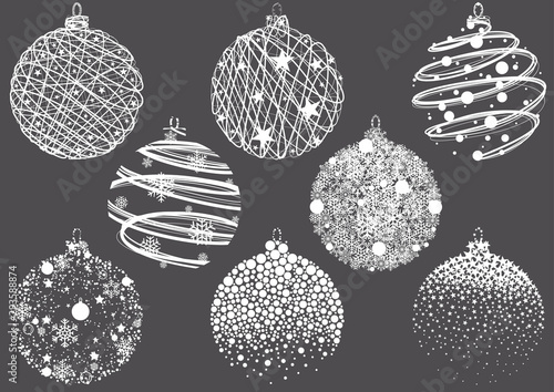 Set of Abstract Christmas Balls Drawings - Modern Design Element Illustration...