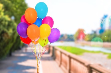 Poster - Bunch of colorful balloons on  background