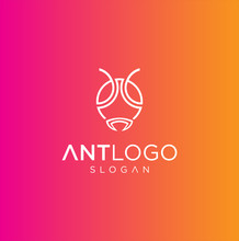 Ant Tech Logo Line . Ant Head Logo Line Icon Stock Vector