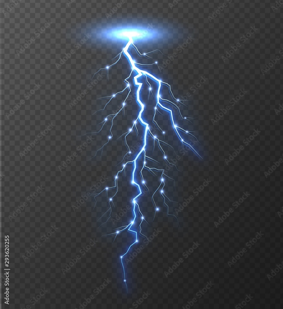 Lightning bolt isolated on transparent background. Realistic electric ...