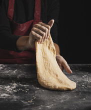 Close-up Baker Hands Kneading Dough Composition