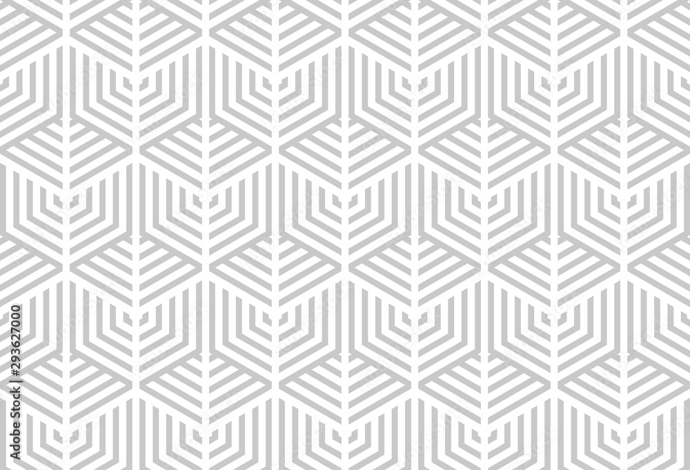 Abstract geometric pattern with stripes, lines. Seamless vector background. White and grey ornament. Simple lattice graphic design. - obrazy, fototapety, plakaty 