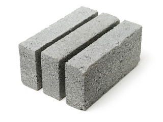 Sticker - Gray cement solid brick isolated on a white background 