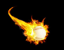 Baseball Ball On Fire With Smoke And Speed