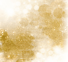 Golden Glittering Pattern. Festive Background Of Shiny Shimmering Sparkles