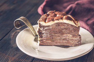 Poster - Slice of tiramisu crepe cake