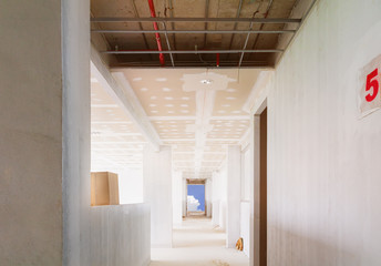 walk way interior decorate interior room in building construction site