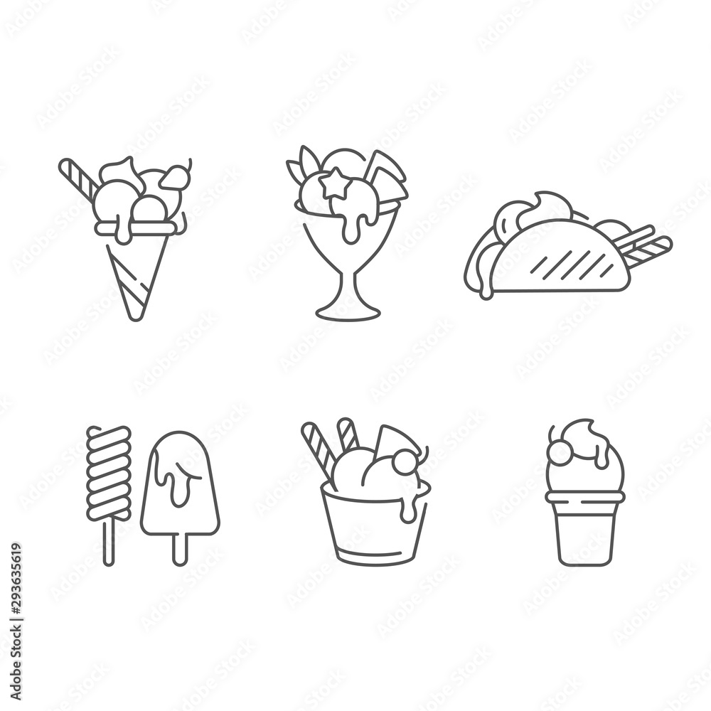 Vector set design colorful templates logo and emblems - ice cream and ...