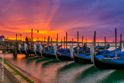 Sunrise in San Marco square, Venice, Italy. Architecture and landmarks of Ven...
