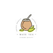 Packaging design template logo and emblem - mate tea. Logo in trendy linear style isolated on white background.