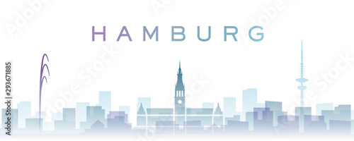 Fotomural Hamburg Transparent Layers Gradient Landmarks Skyline