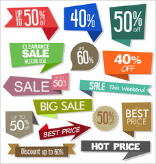 Sale colorful badges and stickers design illustration