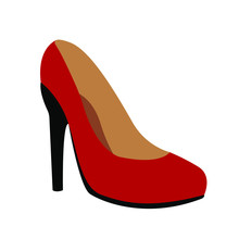 Red High Heel Shoes Isolated On White Background