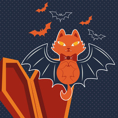 Poster - halloween cat disguised of dracula character