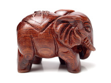 The Elephant Wood Carvings On White Background