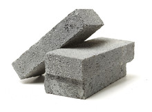 Gray Cement Solid Brick Isolated On A White Background 
