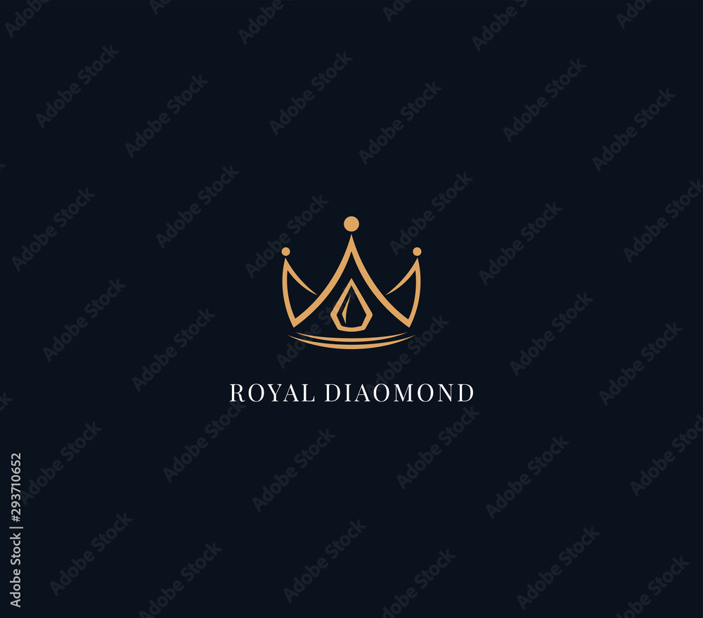 crown logo design element , diamond royal logo design template Stock ...