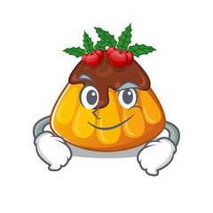 Sticker - Smirking christmas pudding isolated with the cartoon