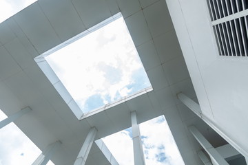 perspective architecture building and blue sky with cloudy .