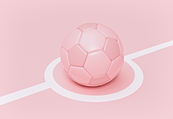 soccer ball isolated on pastel pink background. minimal concept. 3d rendering