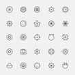 © MINIWIDE - Set of monochrome simple line style flower icons. flat design style minimal vector illustration.