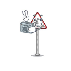 Sticker - Photographer road work sign isolated the cartoon