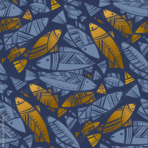 Blue and gold abstract herr...