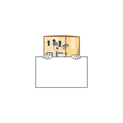 Sticker - Grinning with board box cardboard close for goods packaging