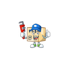 Sticker - Plumber cardboard close square in character mascot